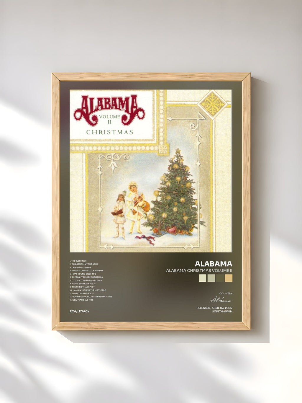 #bois Tableau de l'album Alabama Christmas Volume II de Alabama, cadre en bois brut, imprimé et encadré en France