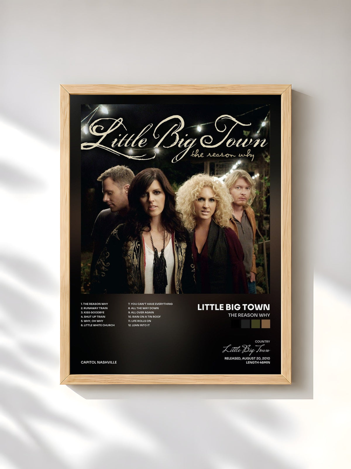 #bois Tableau de l'album The Reason Why de Little Big Town, cadre en bois brut, imprimé et encadré en France