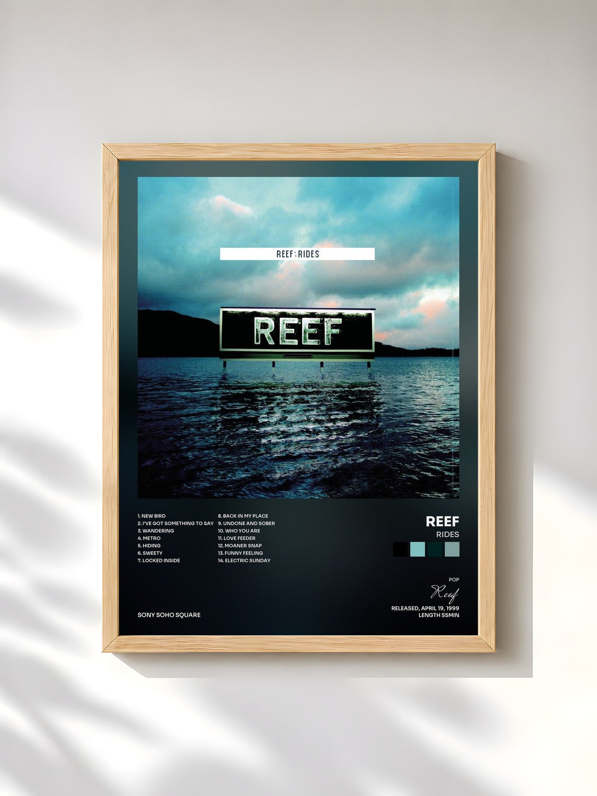 #bois Tableau de l'album Rides de Reef, cadre en bois brut, imprimé et encadré en France