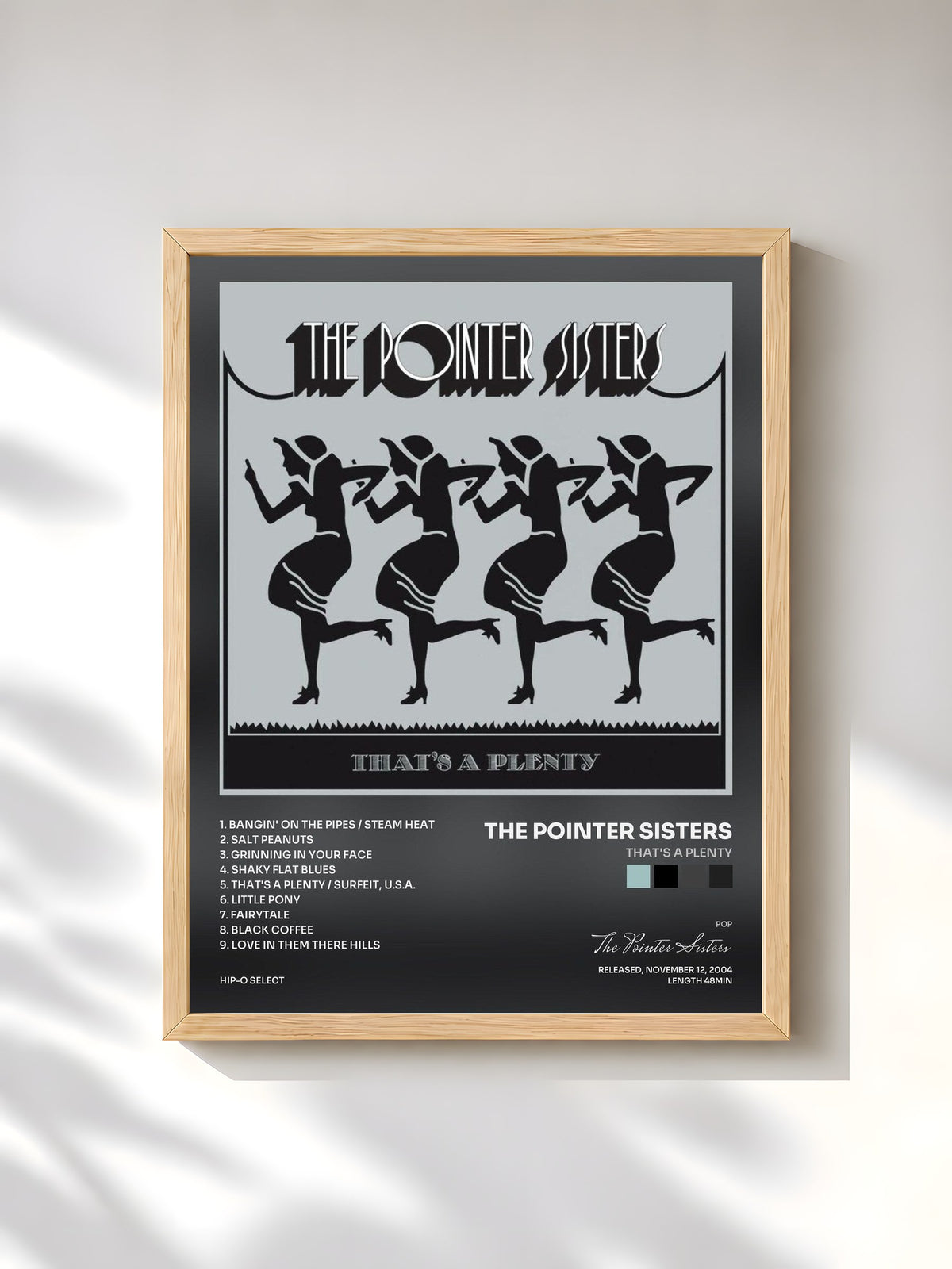 #bois Tableau de l'album That's A Plenty de The Pointer Sisters, cadre en bois brut, imprimé et encadré en France