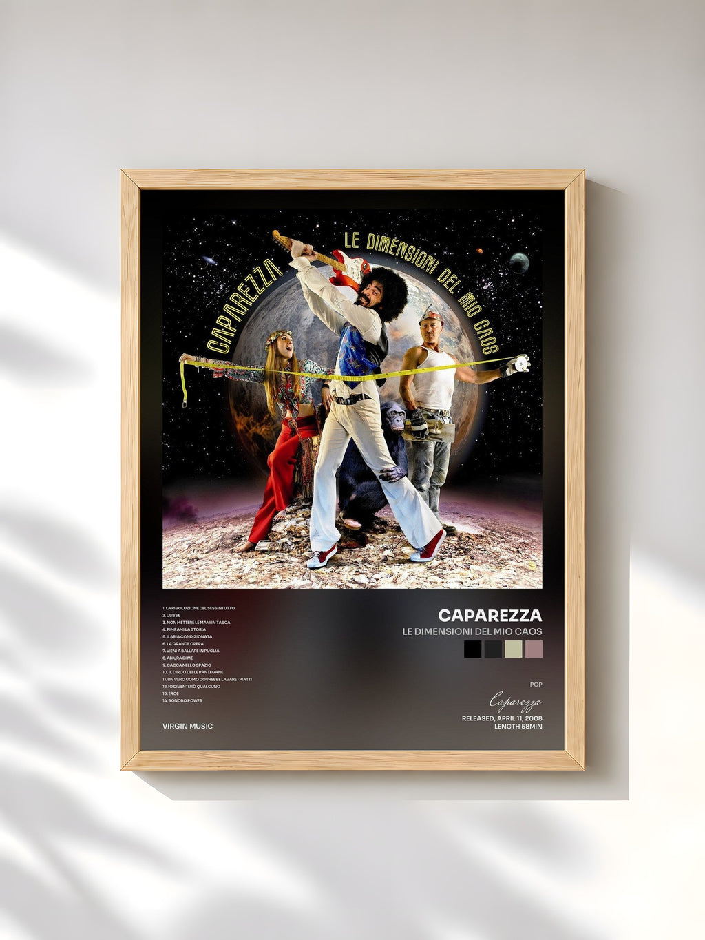 #bois Tableau de l'album Le Dimensioni Del Mio Caos de Caparezza, cadre en bois brut, imprimé et encadré en France