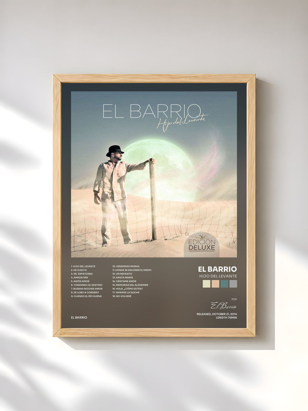 #bois Tableau de l'album Hijo Del Levante de El Barrio, cadre en bois brut, imprimé et encadré en France