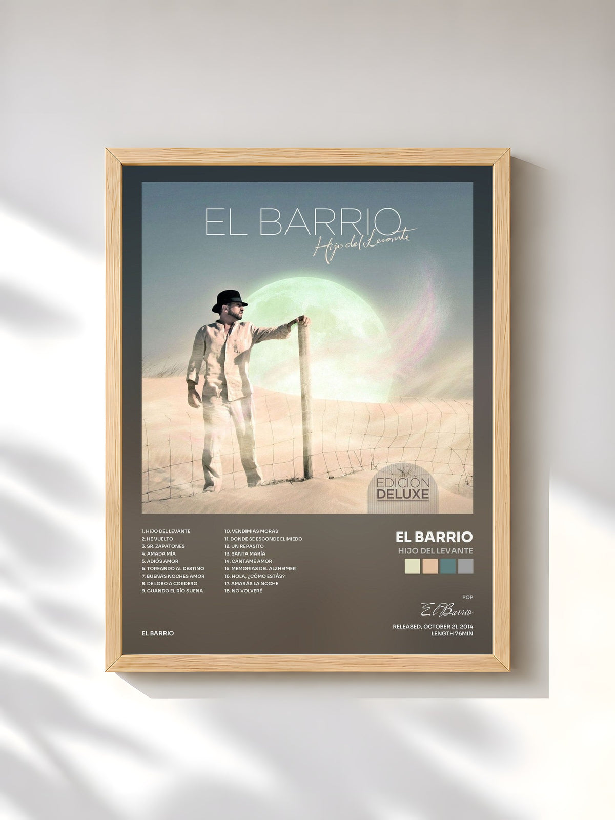 #bois Tableau de l'album Hijo Del Levante de El Barrio, cadre en bois brut, imprimé et encadré en France