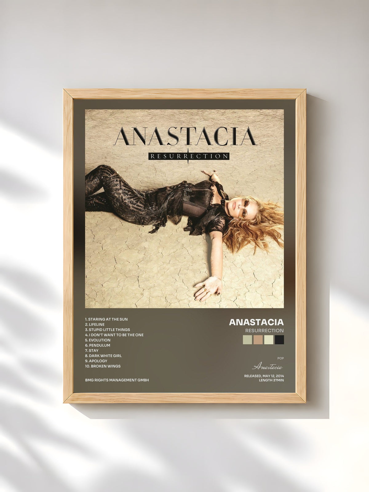 #bois Tableau de l'album Resurrection de Anastacia, cadre en bois brut, imprimé et encadré en France