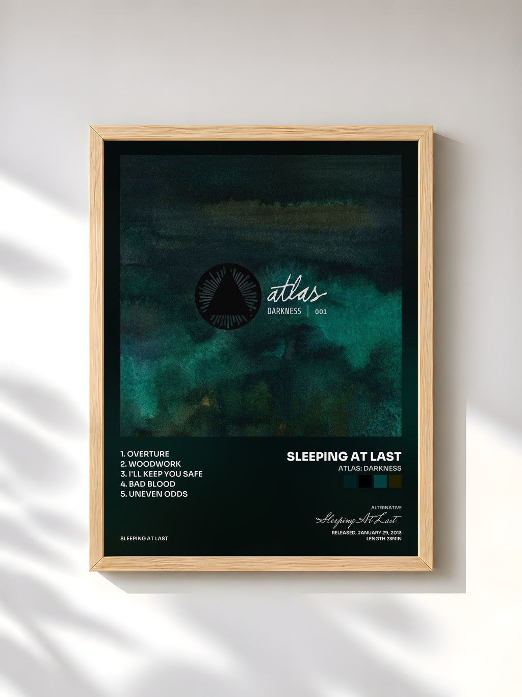 #bois Tableau de l'album Atlas: Darkness de Sleeping At Last, cadre en bois brut, imprimé et encadré en France