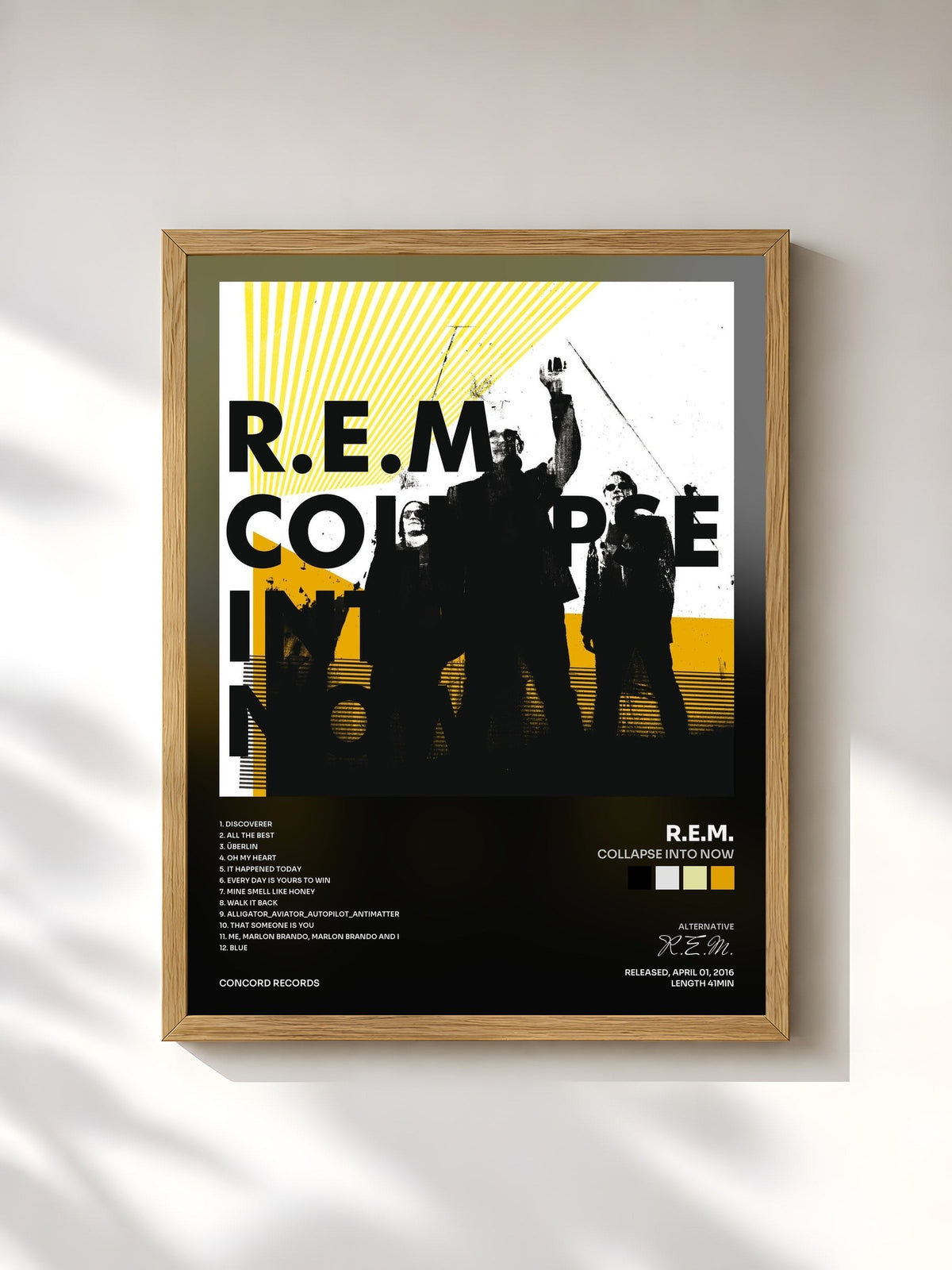 #bois Tableau de l'album Collapse Into Now de R.E.M., cadre en bois brut, imprimé et encadré en France