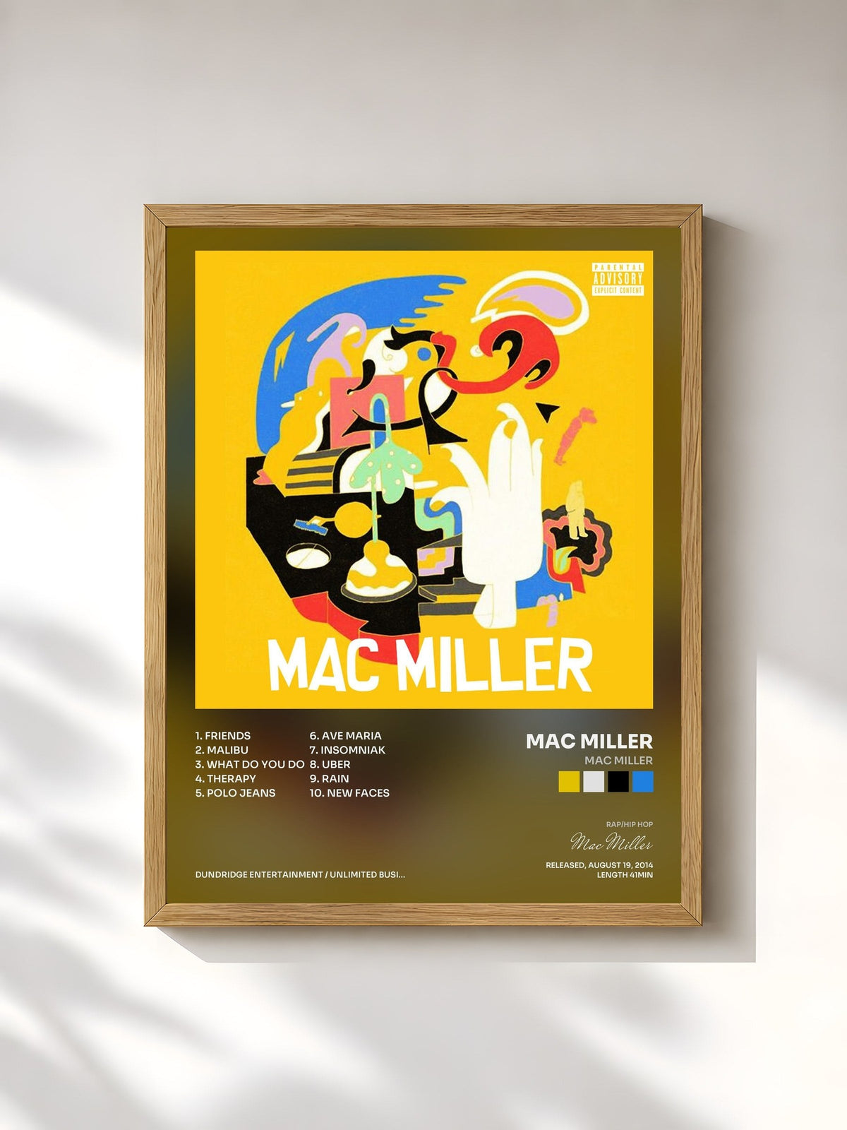#bois Tableau de l'album Mac Miller de Mac Miller, cadre en bois brut, imprimé et encadré en France