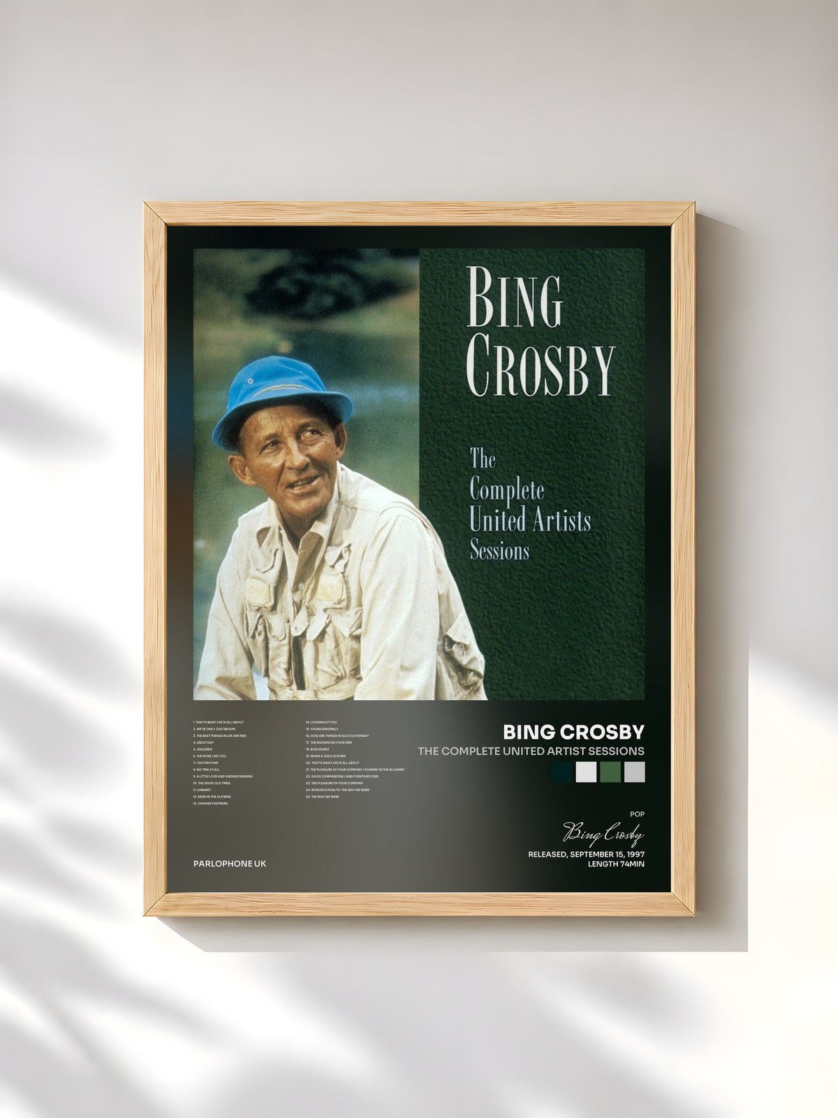 #bois Tableau de l'album The Complete United Artist Sessions de Bing Crosby, cadre en bois brut, imprimé et encadré en France