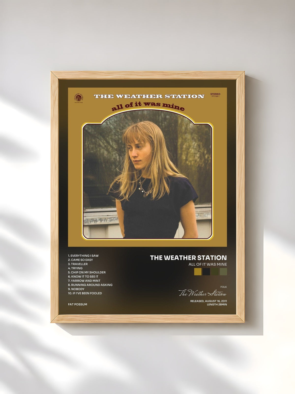 #bois Tableau de l'album All of It Was Mine de The Weather Station, cadre en bois brut, imprimé et encadré en France