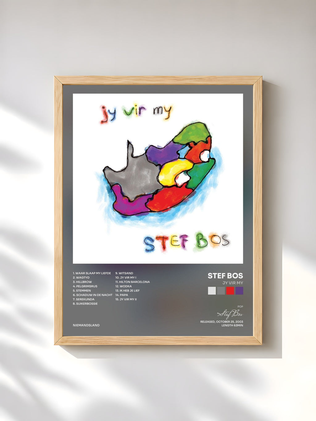 #bois Tableau de l'album Jy Vir My de Stef Bos, cadre en bois brut, imprimé et encadré en France