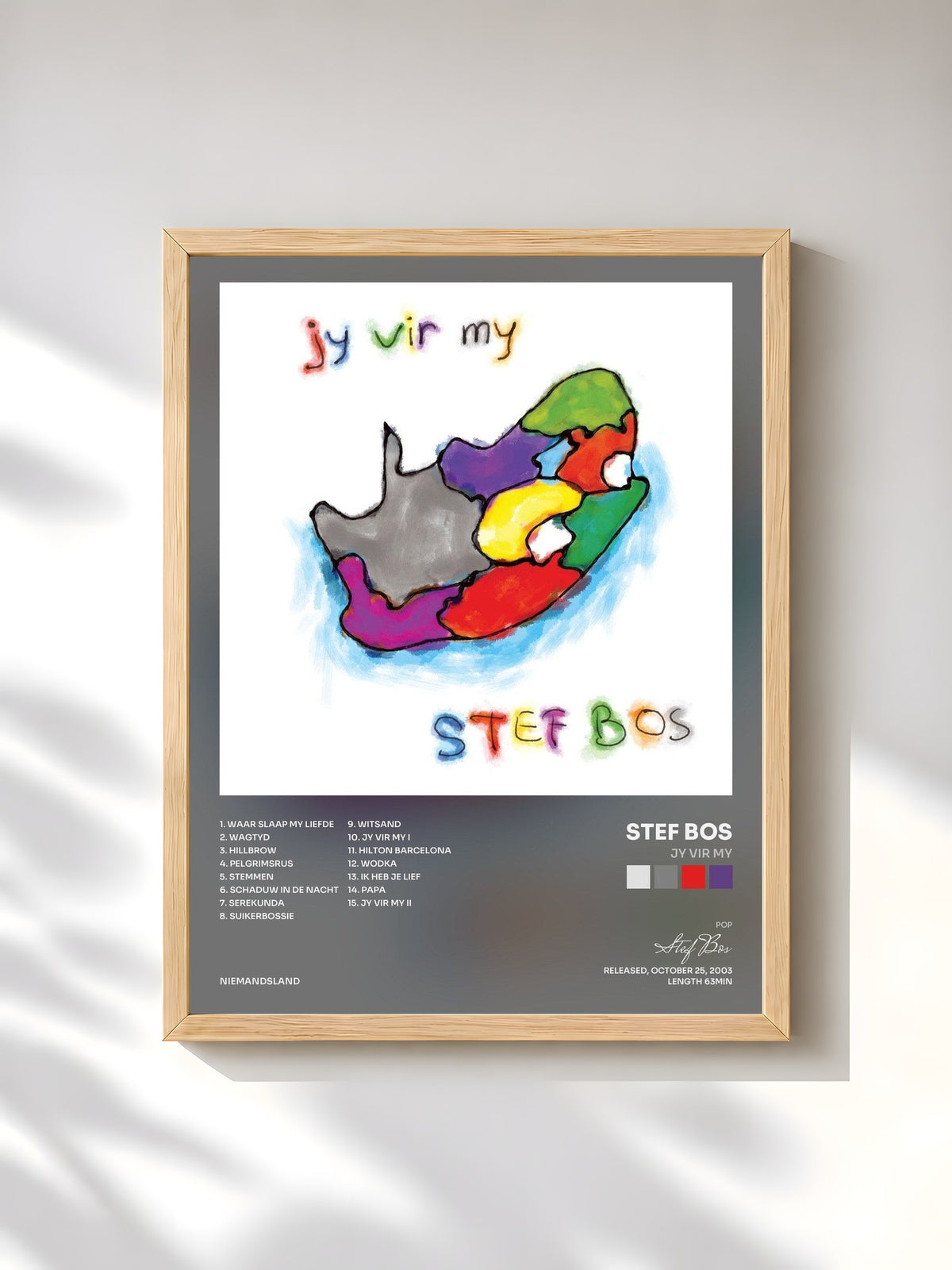 #bois Tableau de l'album Jy Vir My de Stef Bos, cadre en bois brut, imprimé et encadré en France