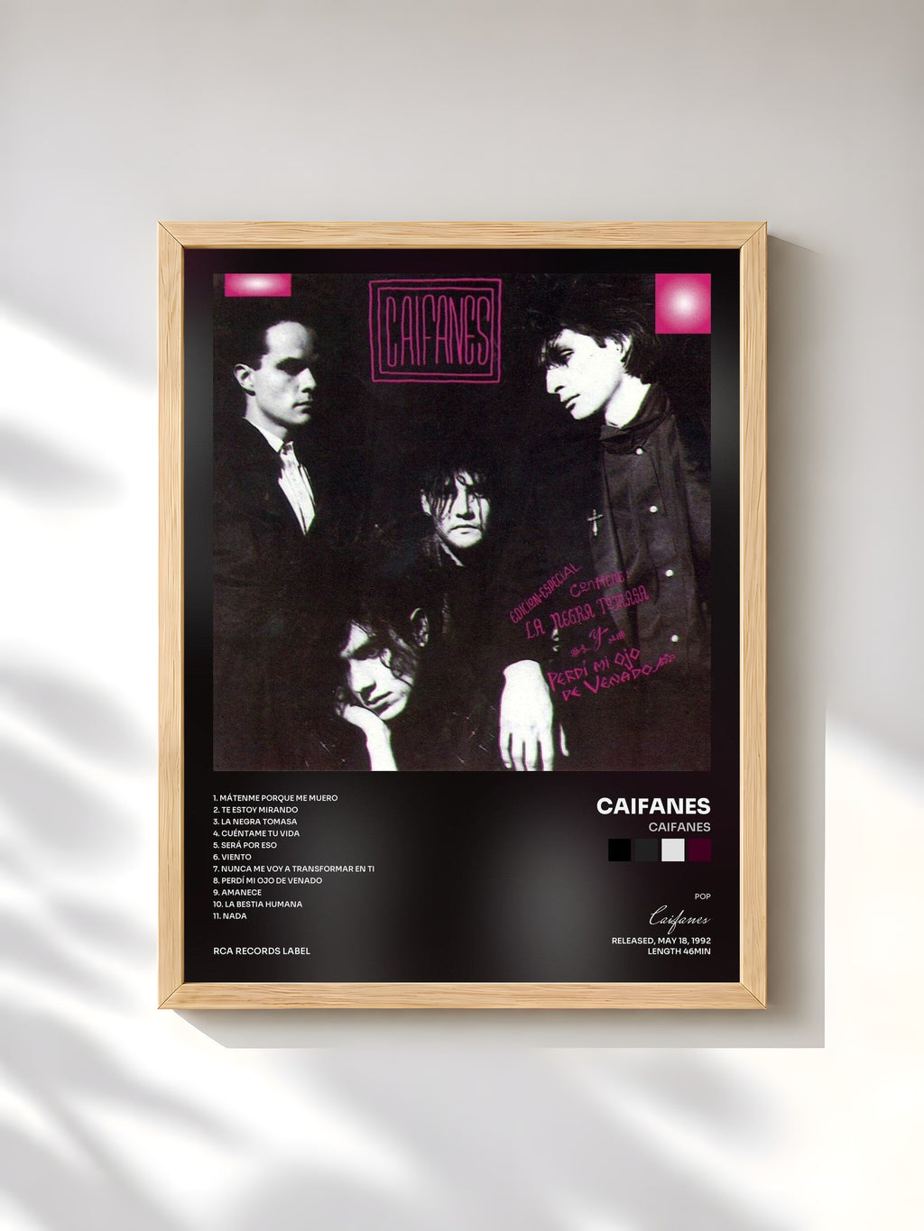 #bois Tableau de l'album Caifanes de Caifanes, cadre en bois brut, imprimé et encadré en France