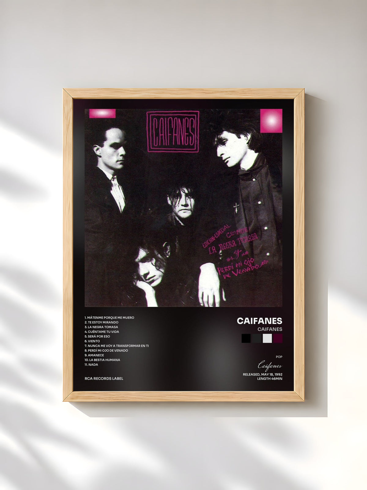 #bois Tableau de l'album Caifanes de Caifanes, cadre en bois brut, imprimé et encadré en France