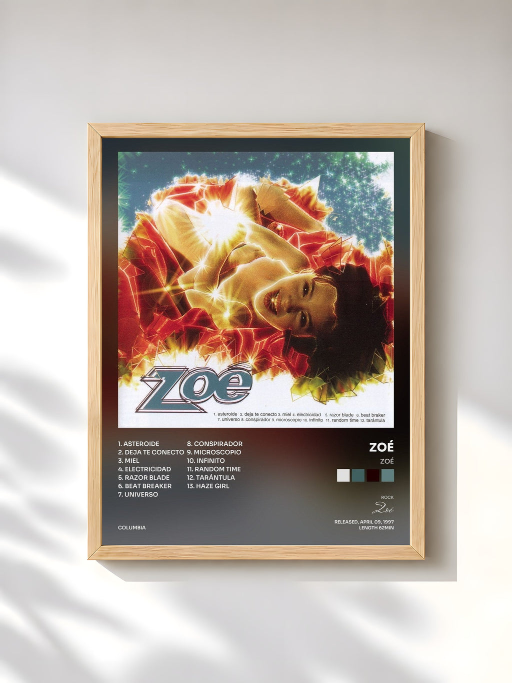 #bois Tableau de l'album Zoé de Zoé, cadre en bois brut, imprimé et encadré en France
