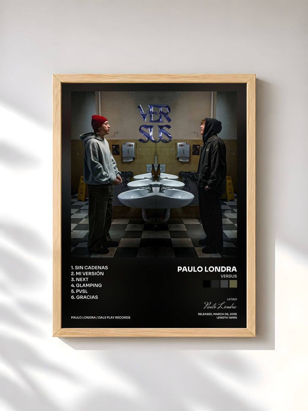 #bois Tableau de l'album VERSUS de Paulo Londra, cadre en bois brut, imprimé et encadré en France