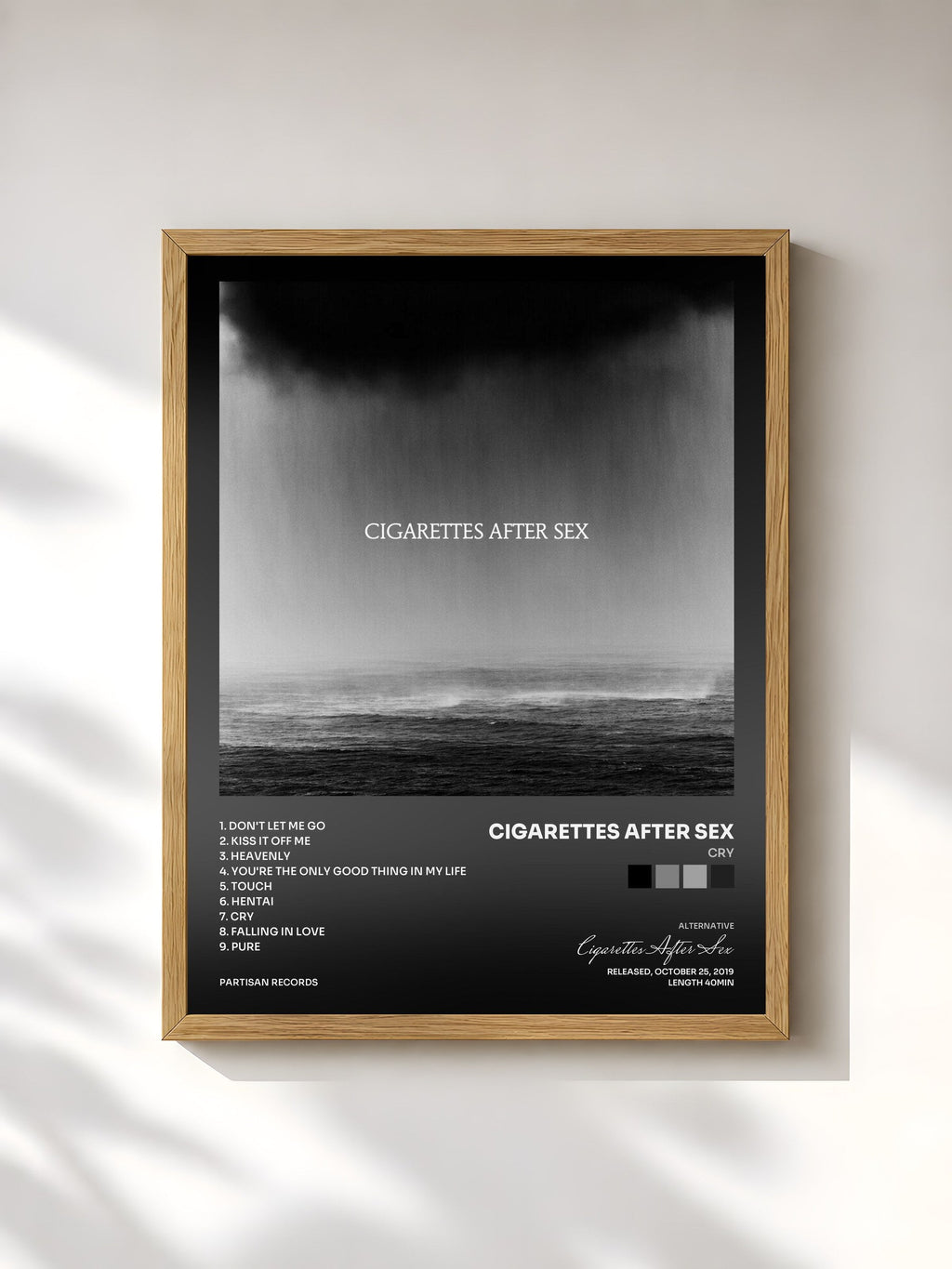 #bois Tableau de l'album Cry de Cigarettes After Sex, cadre en bois brut, imprimé et encadré en France