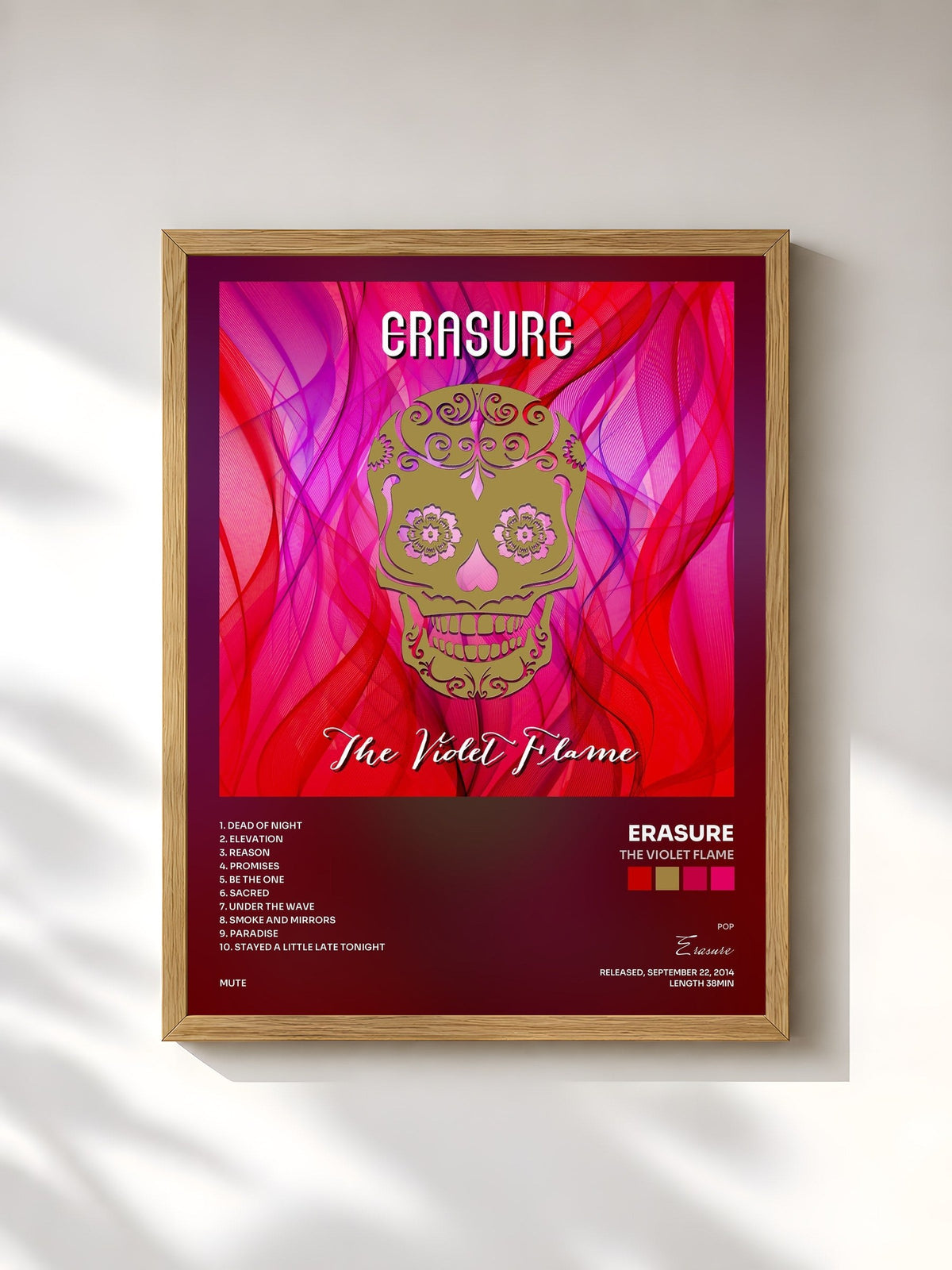 #bois Tableau de l'album The Violet Flame de Erasure, cadre en bois brut, imprimé et encadré en France