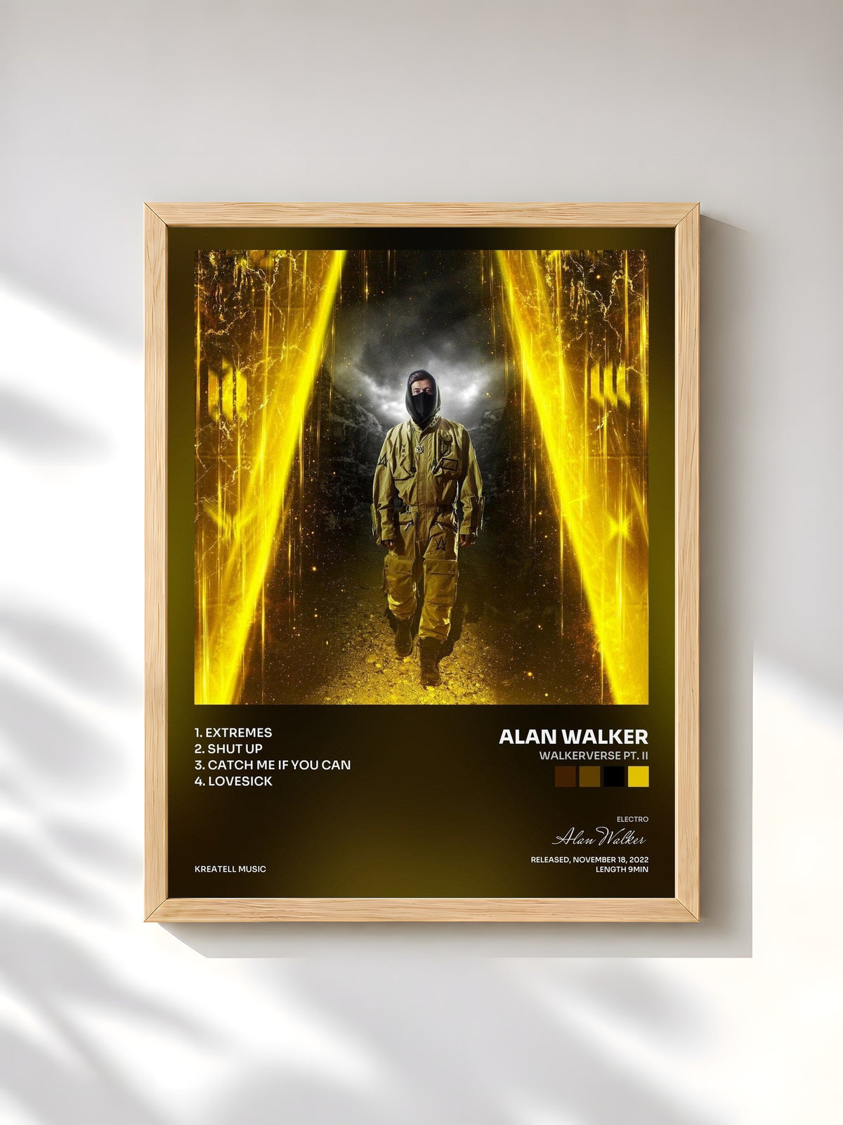 #bois Tableau de l'album Walkerverse Pt. II de Alan Walker, cadre en bois brut, imprimé et encadré en France