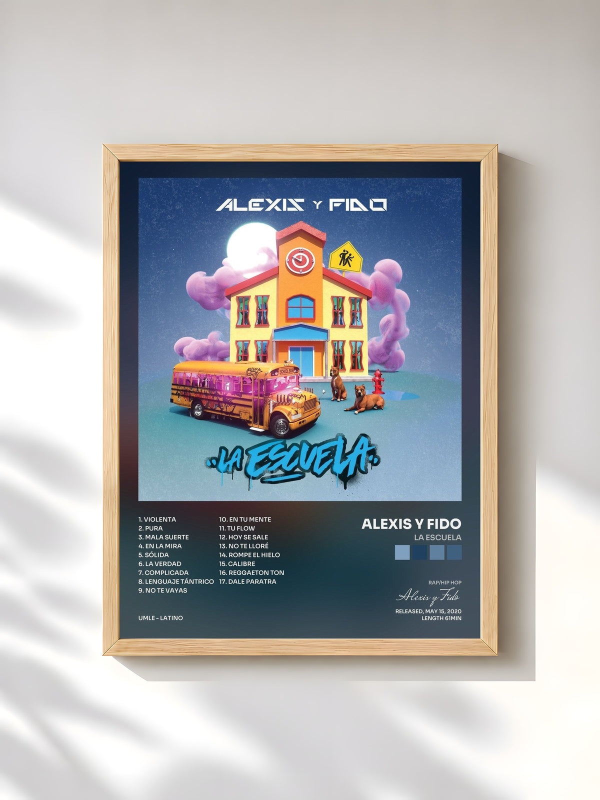 #bois Tableau de l'album La Escuela de Alexis y Fido, cadre en bois brut, imprimé et encadré en France