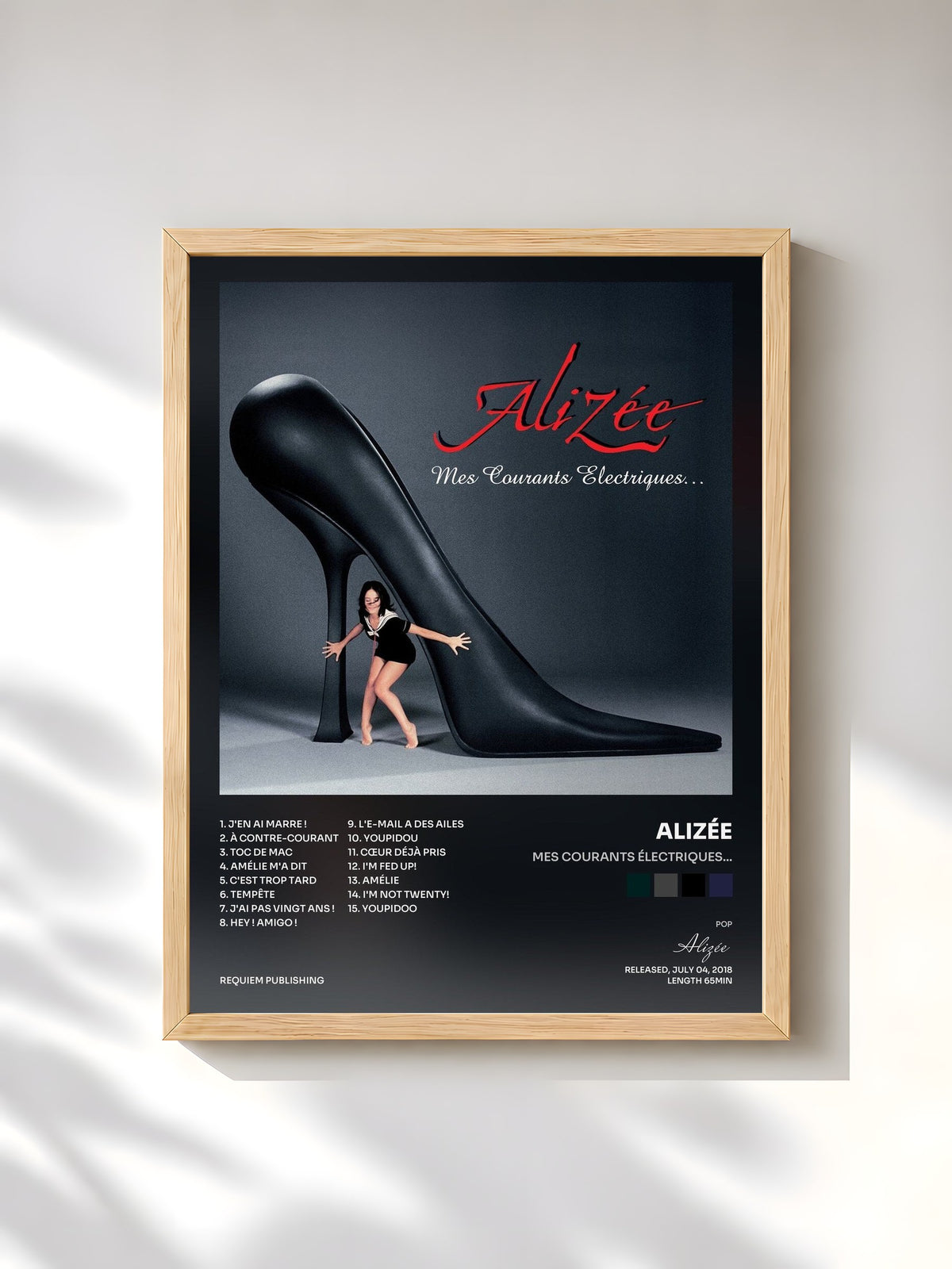 #bois Tableau de l'album Mes Courants Électriques... de Alizée, cadre en bois brut, imprimé et encadré en France