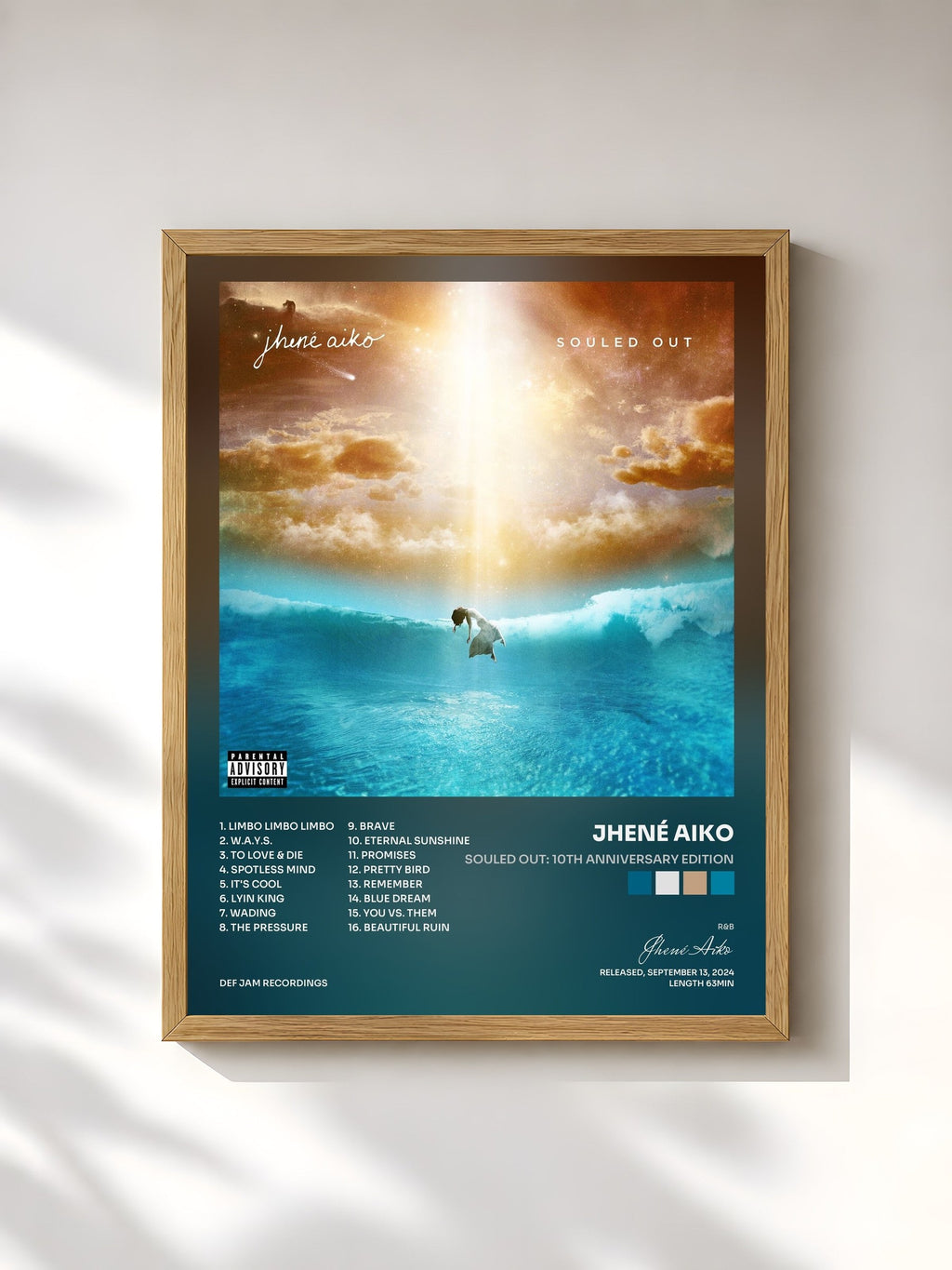 #bois Tableau de l'album Souled Out: 10th Anniversary Edition de Jhené Aiko, cadre en bois brut, imprimé et encadré en France