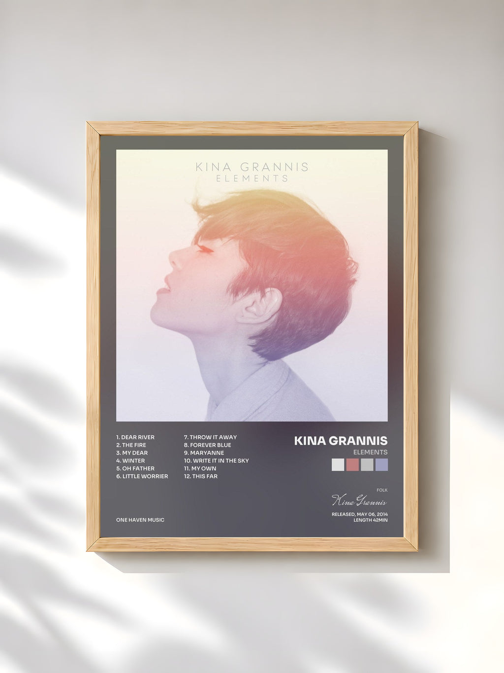 #bois Tableau de l'album Elements de Kina Grannis, cadre en bois brut, imprimé et encadré en France