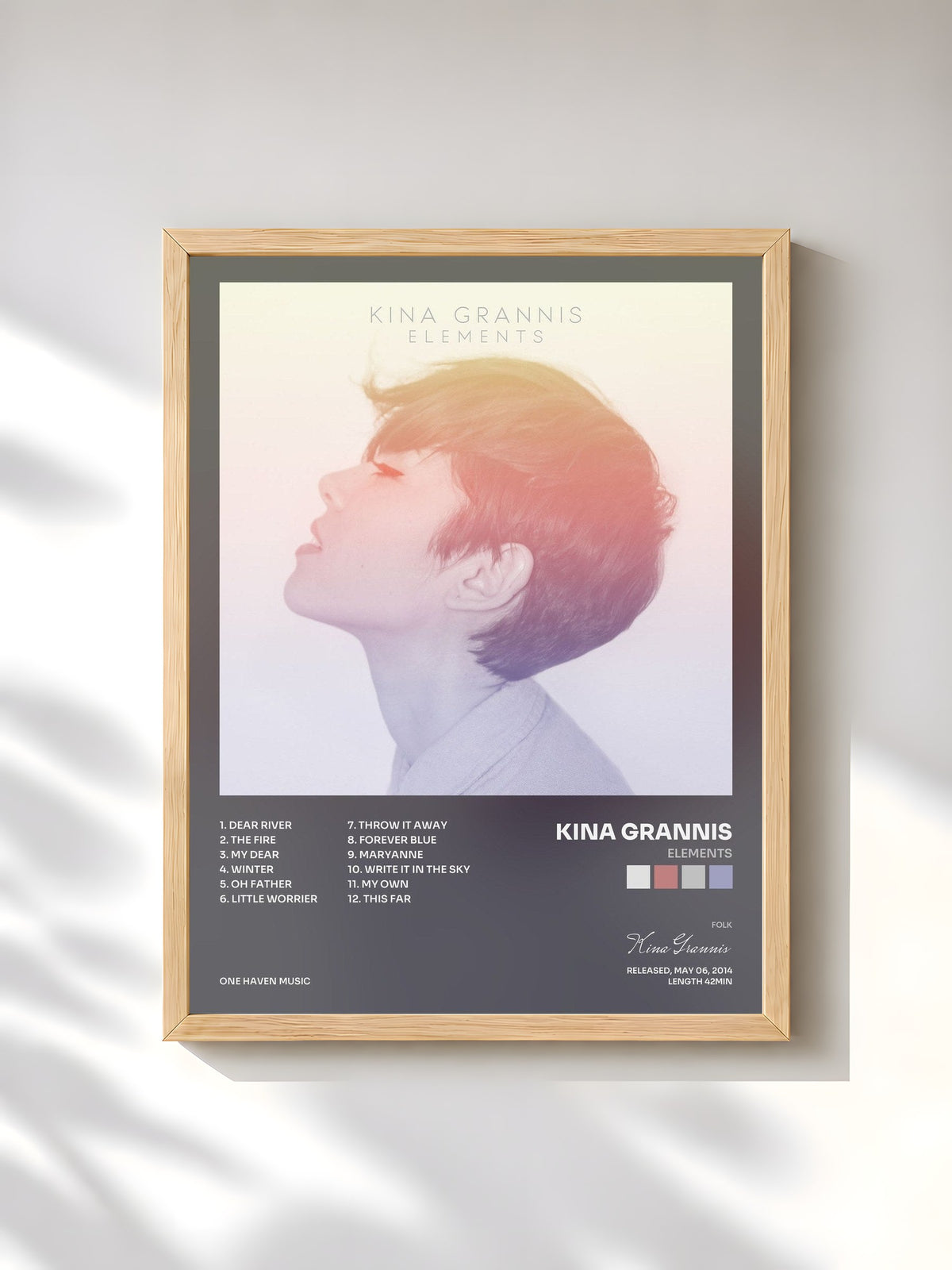 #bois Tableau de l'album Elements de Kina Grannis, cadre en bois brut, imprimé et encadré en France