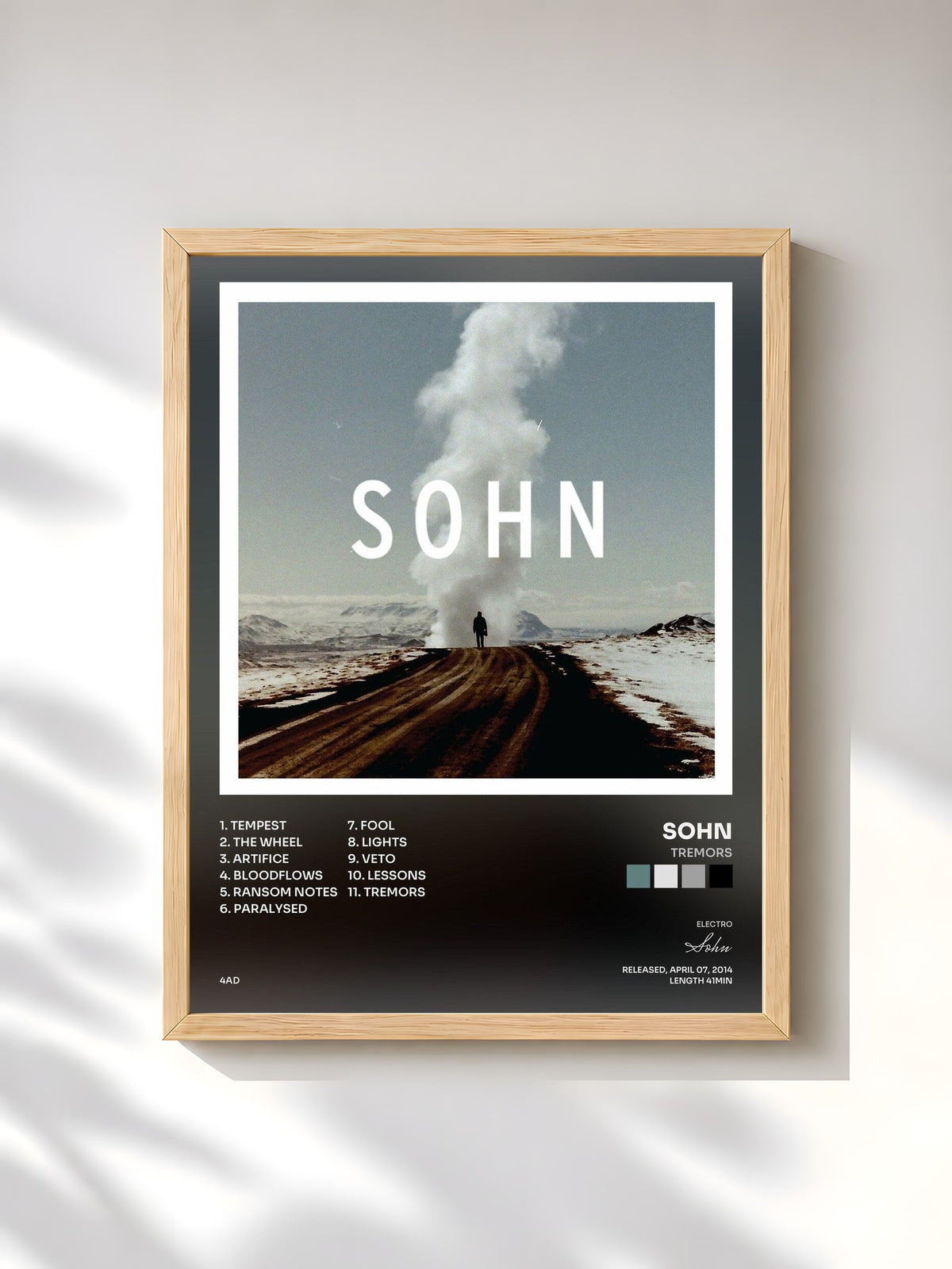 #bois Tableau de l'album Tremors de Sohn, cadre en bois brut, imprimé et encadré en France