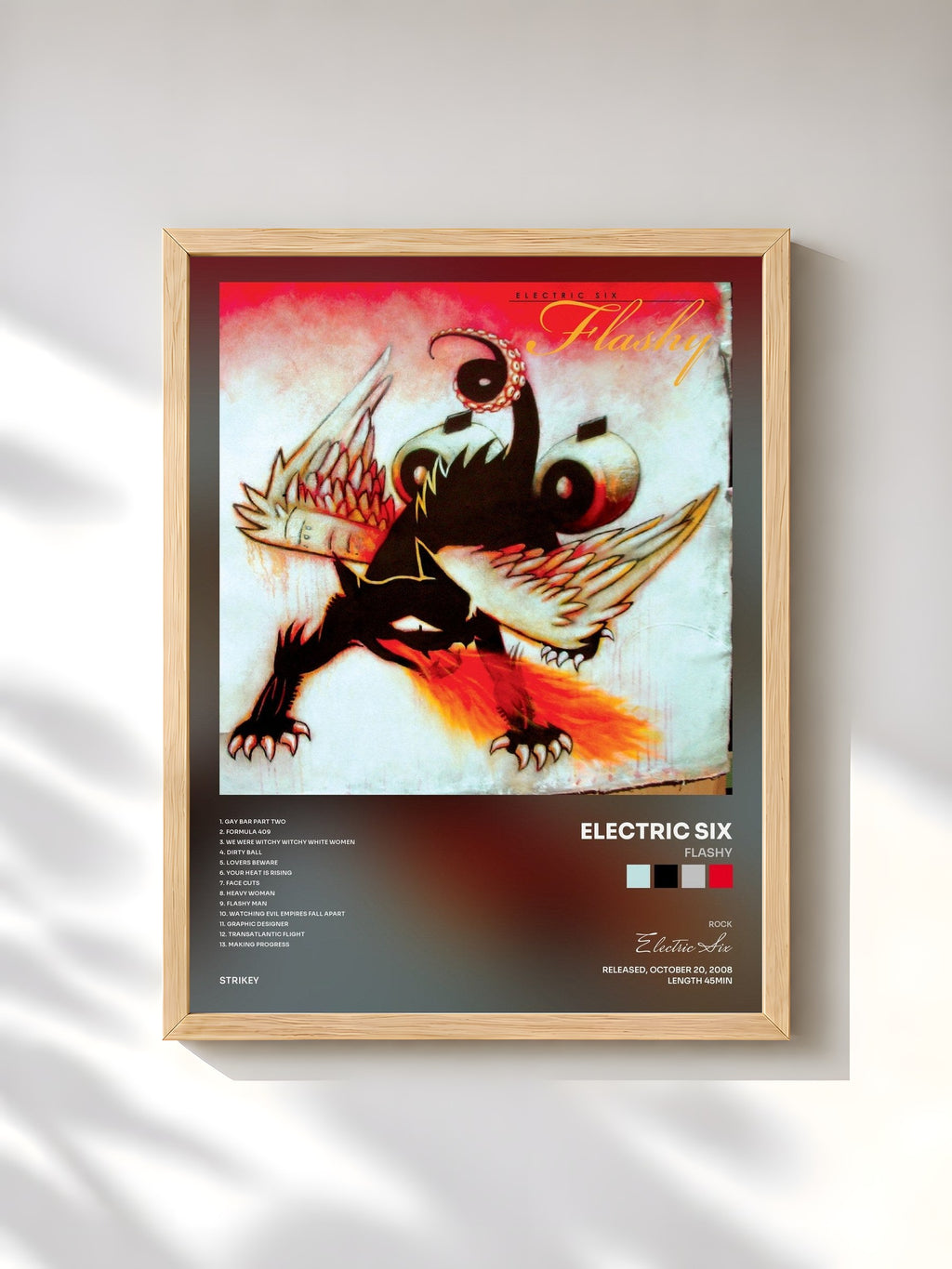 #bois Tableau de l'album Flashy de Electric Six, cadre en bois brut, imprimé et encadré en France