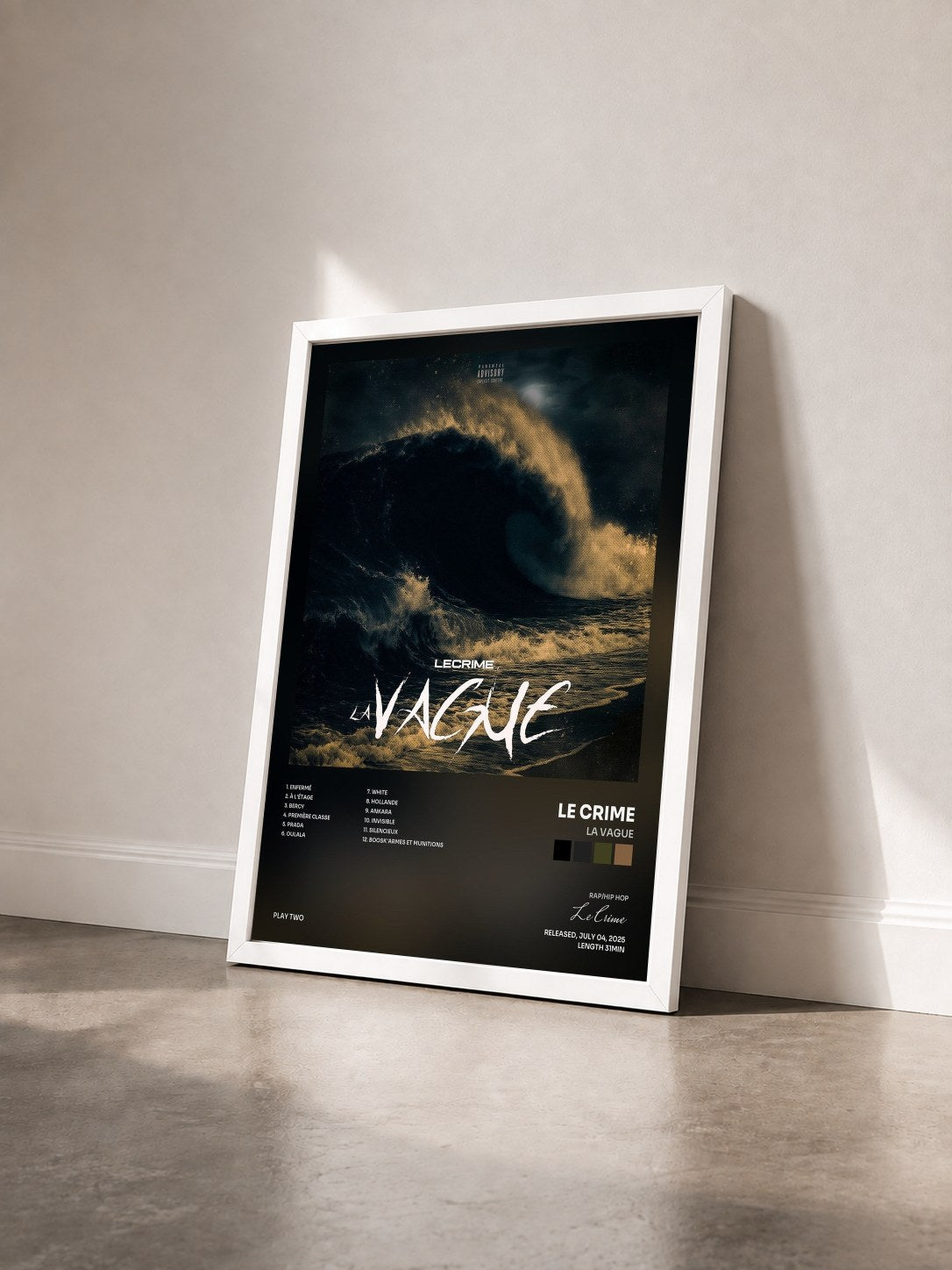 #blanc Tableau de l'album La Vague de Le Crime vu de trois quarts, cadre blanc