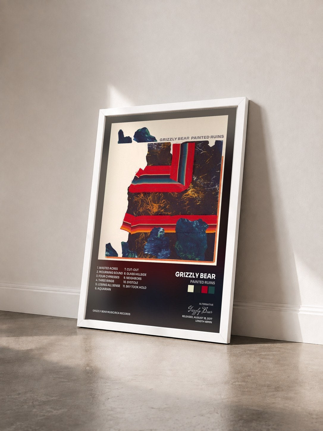 #blanc Tableau de l'album Painted Ruins de Grizzly Bear vu de trois quarts, cadre blanc