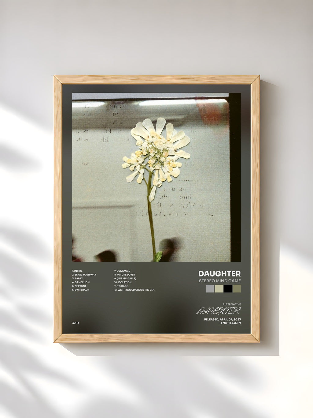 #bois Tableau de l'album Stereo Mind Game de DAUGHTER, cadre en bois brut, imprimé et encadré en France