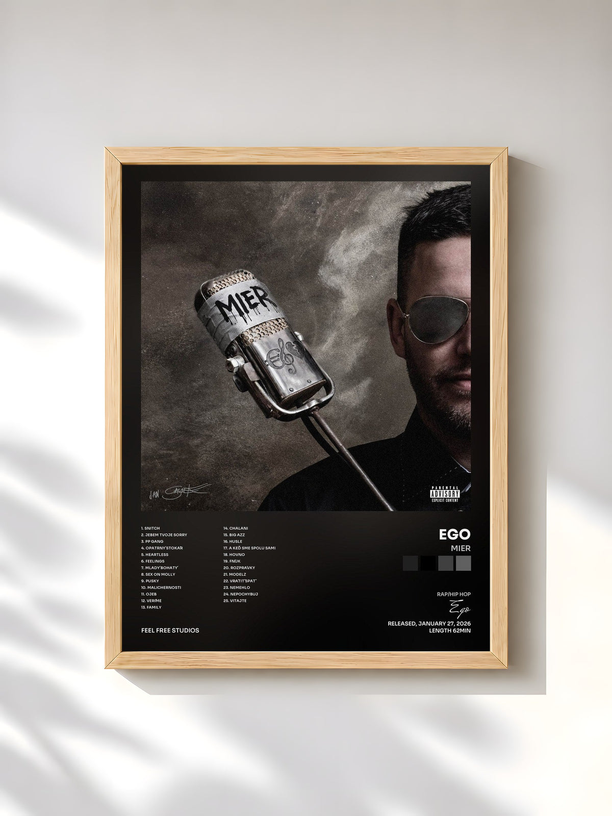 #bois Tableau de l'album MIER de Ego, cadre en bois brut, imprimé et encadré en France