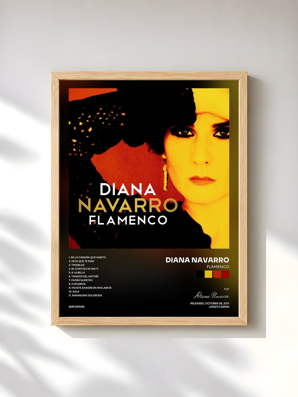 #bois Tableau de l'album Flamenco de Diana Navarro, cadre en bois brut, imprimé et encadré en France