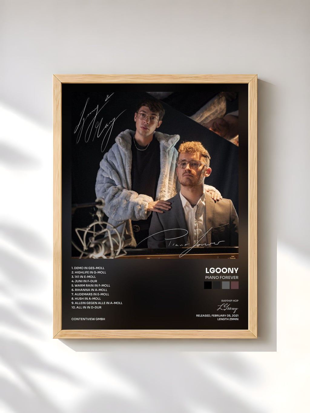 #bois Tableau de l'album Piano Forever de LGoony, cadre en bois brut, imprimé et encadré en France