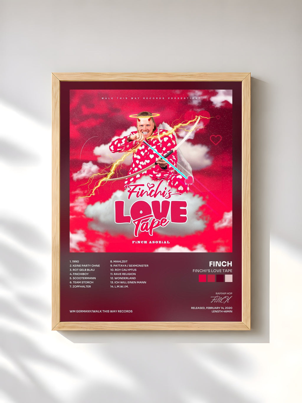 #bois Tableau de l'album Finchi's Love Tape de FiNCH, cadre en bois brut, imprimé et encadré en France