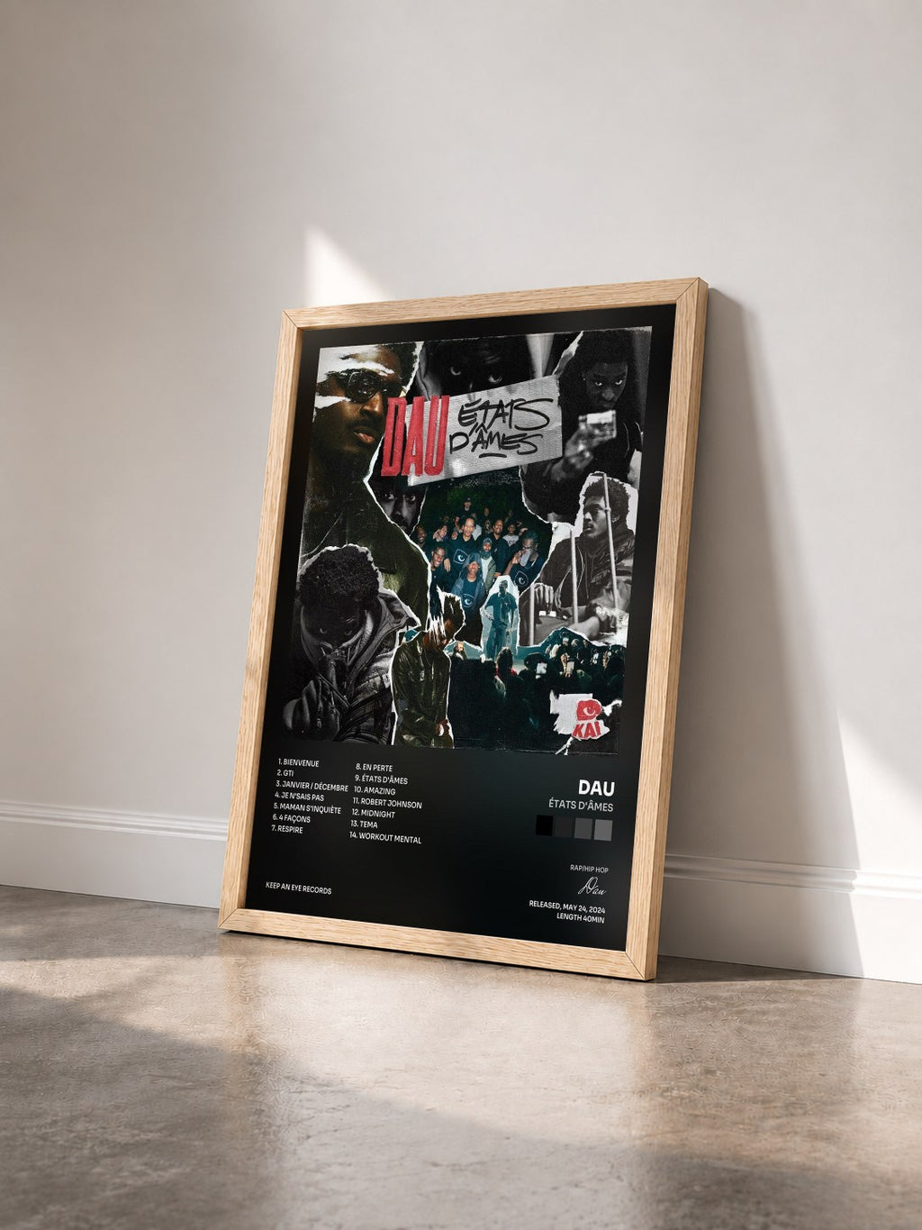 #bois Tableau de l'album ÉTATS D'ÂMES de Dau vu de trois quarts, cadre en bois brut