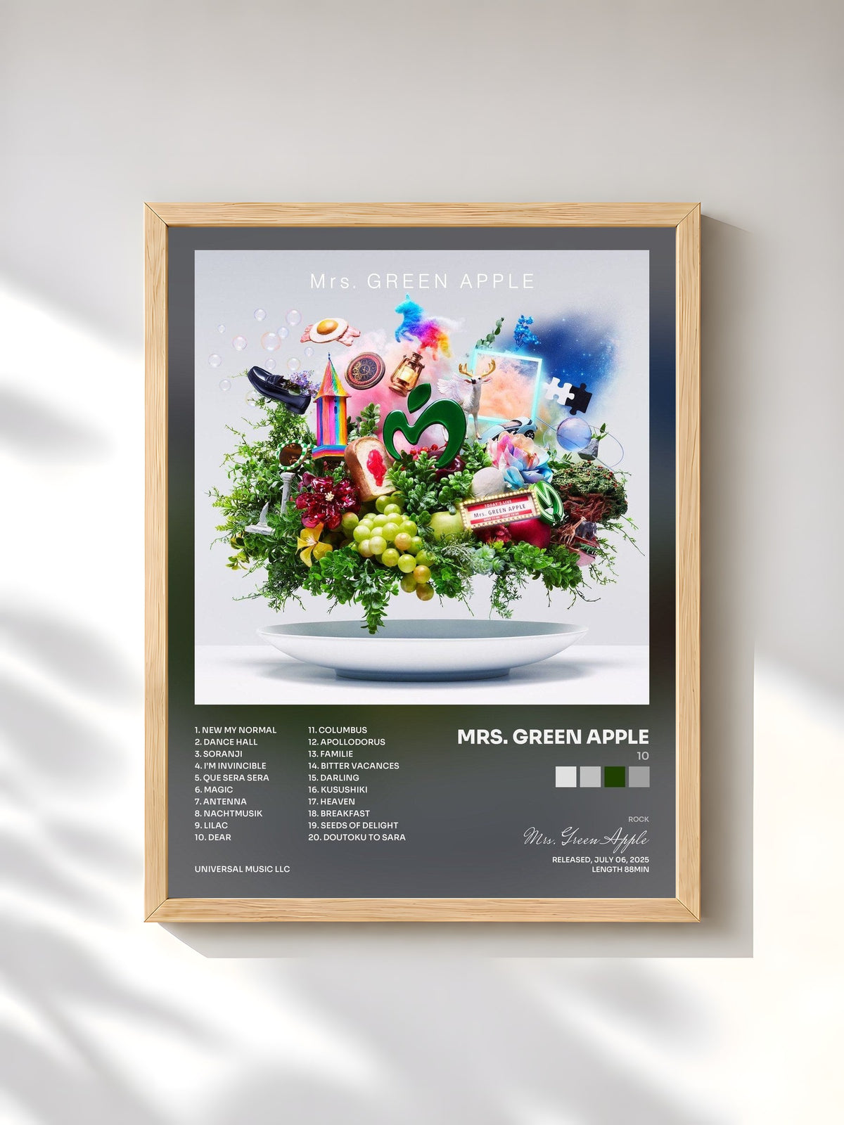 #bois Tableau de l'album 10 de Mrs. Green Apple, cadre en bois brut, imprimé et encadré en France