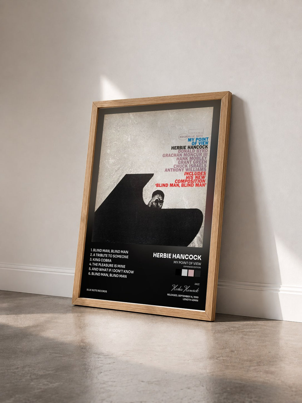 #bois Tableau de l'album My Point Of View (Expanded Edition) de Herbie Hancock vu de trois quarts, cadre en bois brut