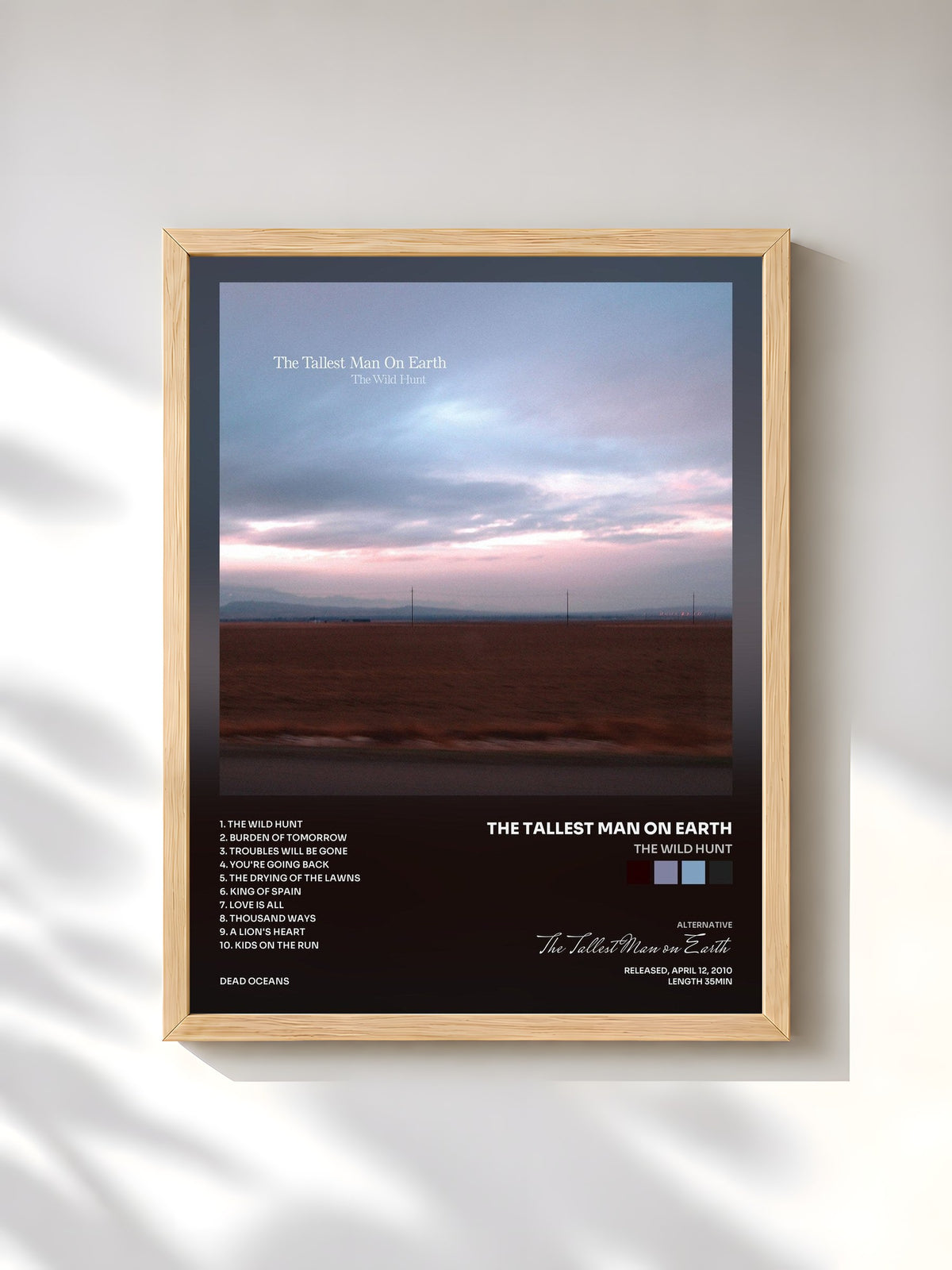 #bois Tableau de l'album The Wild Hunt de The Tallest Man on Earth, cadre en bois brut, imprimé et encadré en France