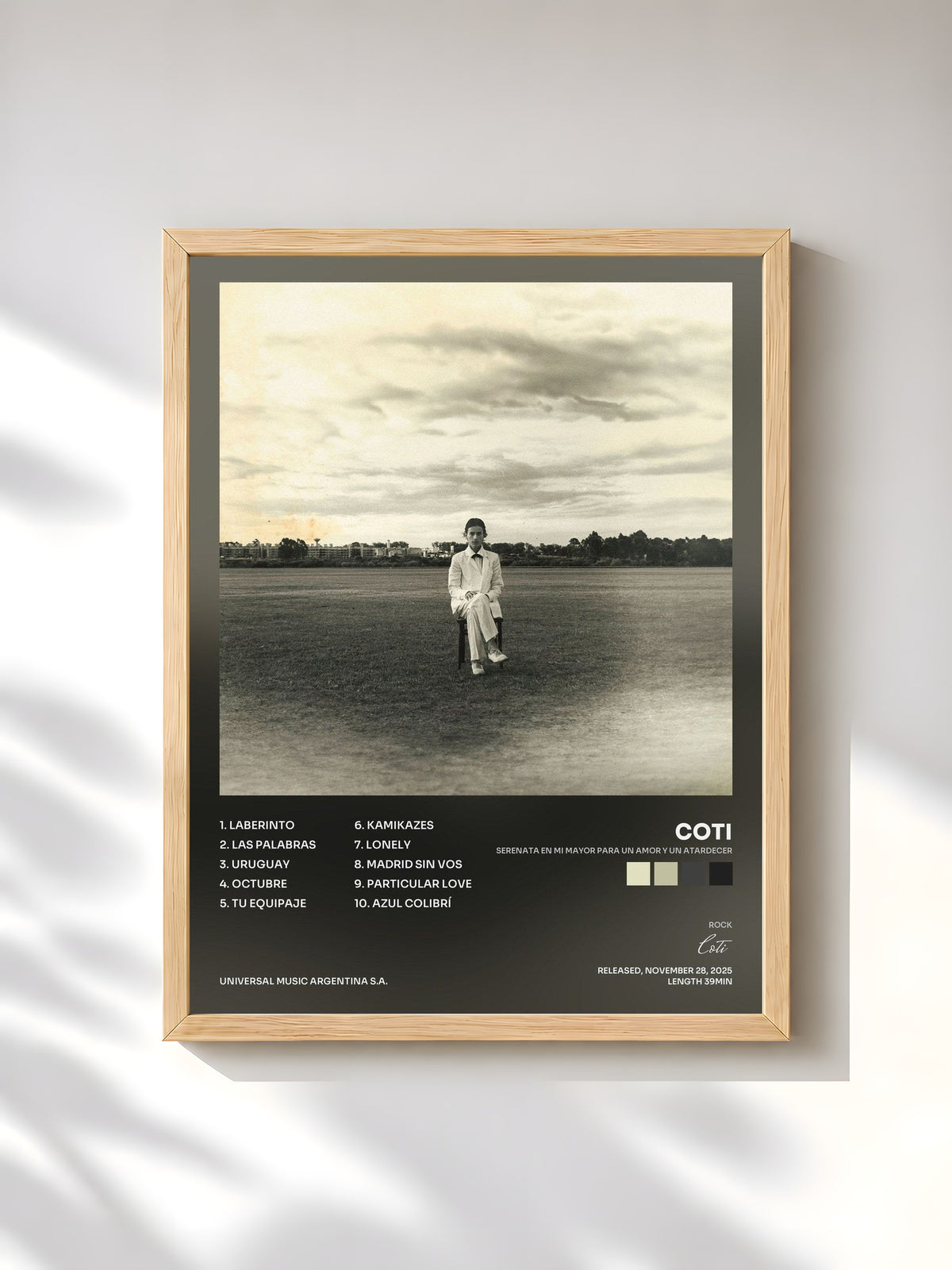 #bois Tableau de l'album Serenata en Mi Mayor para un amor y un atardecer de Coti, cadre en bois brut, imprimé et encadré en France