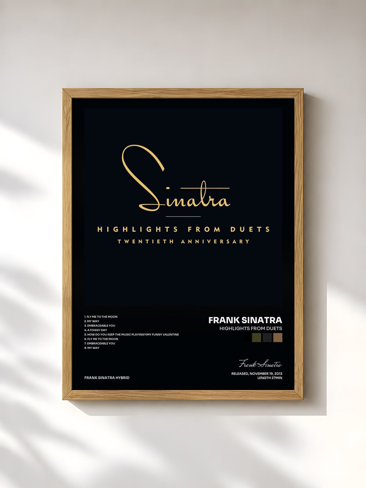 #bois Tableau de l'album Highlights From Duets de Frank Sinatra, cadre en bois brut, imprimé et encadré en France