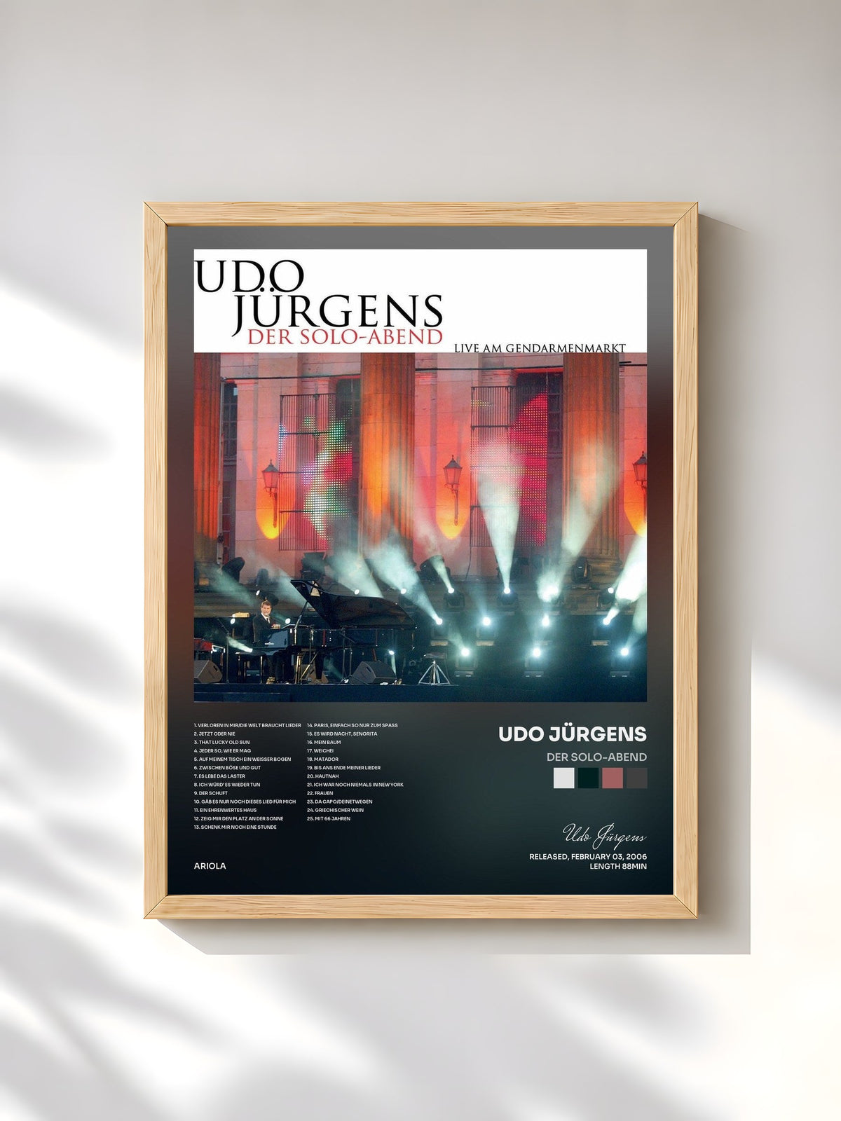 #bois Tableau de l'album Der Solo-Abend de Udo Jürgens, cadre en bois brut, imprimé et encadré en France