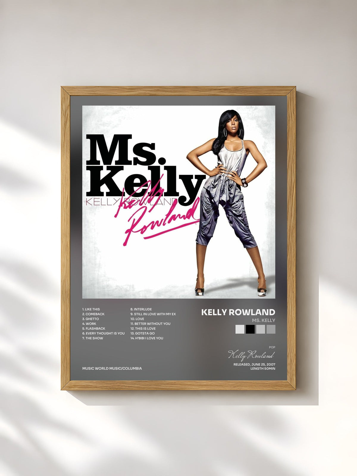 #bois Tableau de l'album Ms. Kelly de Kelly Rowland, cadre en bois brut, imprimé et encadré en France