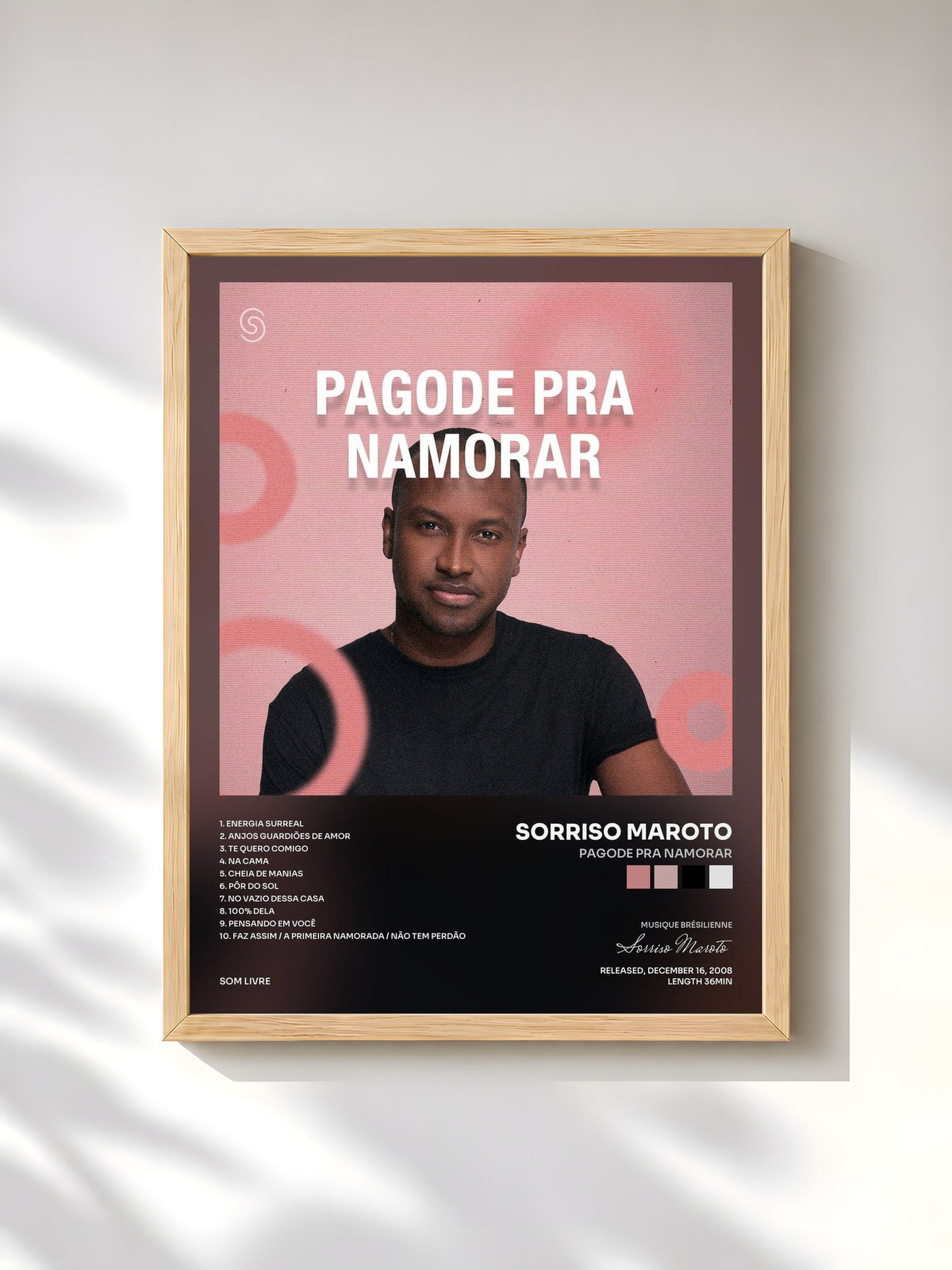 #bois Tableau de l'album Pagode Pra Namorar de Sorriso Maroto, cadre en bois brut, imprimé et encadré en France