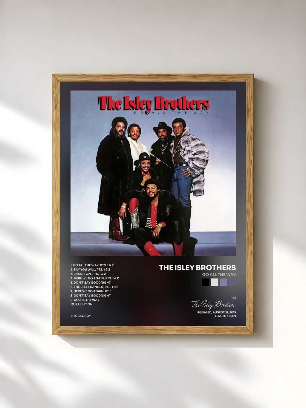 #bois Tableau de l'album Go All the Way de The Isley Brothers, cadre en bois brut, imprimé et encadré en France
