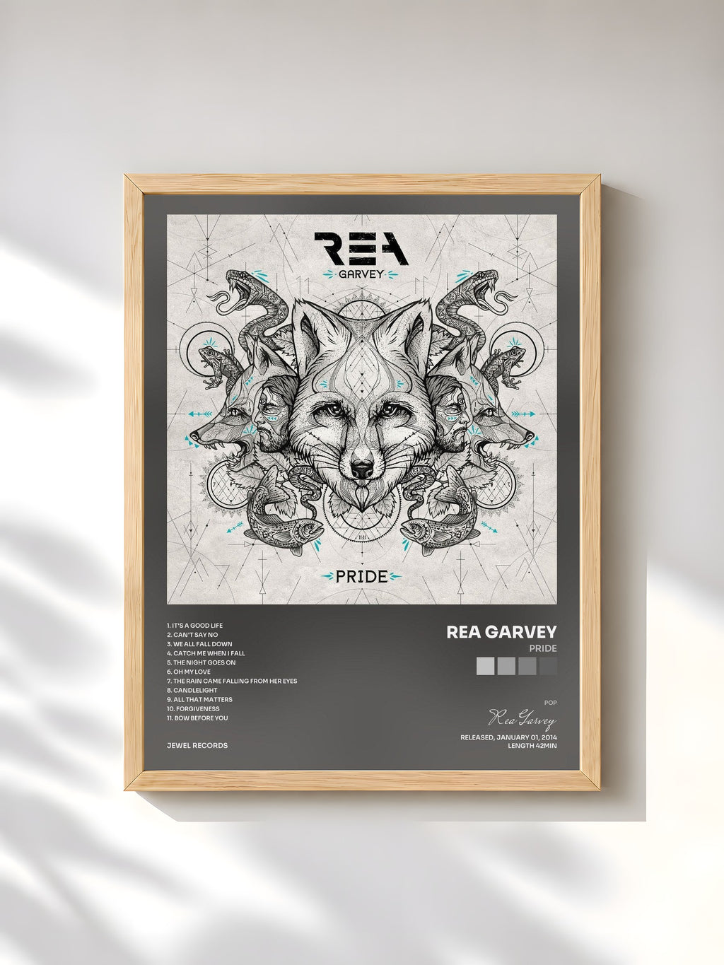 #bois Tableau de l'album Pride de Rea Garvey, cadre en bois brut, imprimé et encadré en France