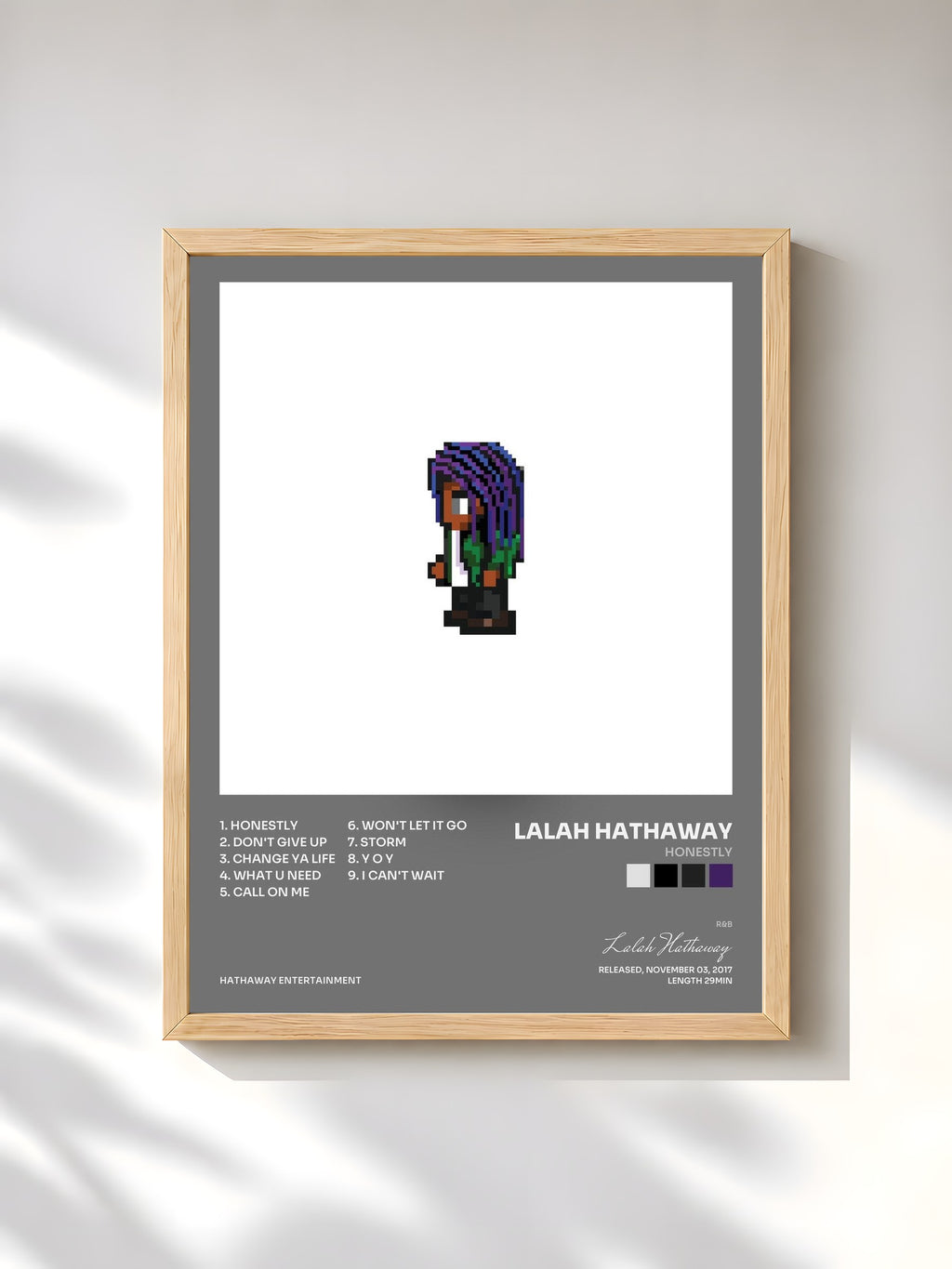 #bois Tableau de l'album honestly de Lalah Hathaway, cadre en bois brut, imprimé et encadré en France