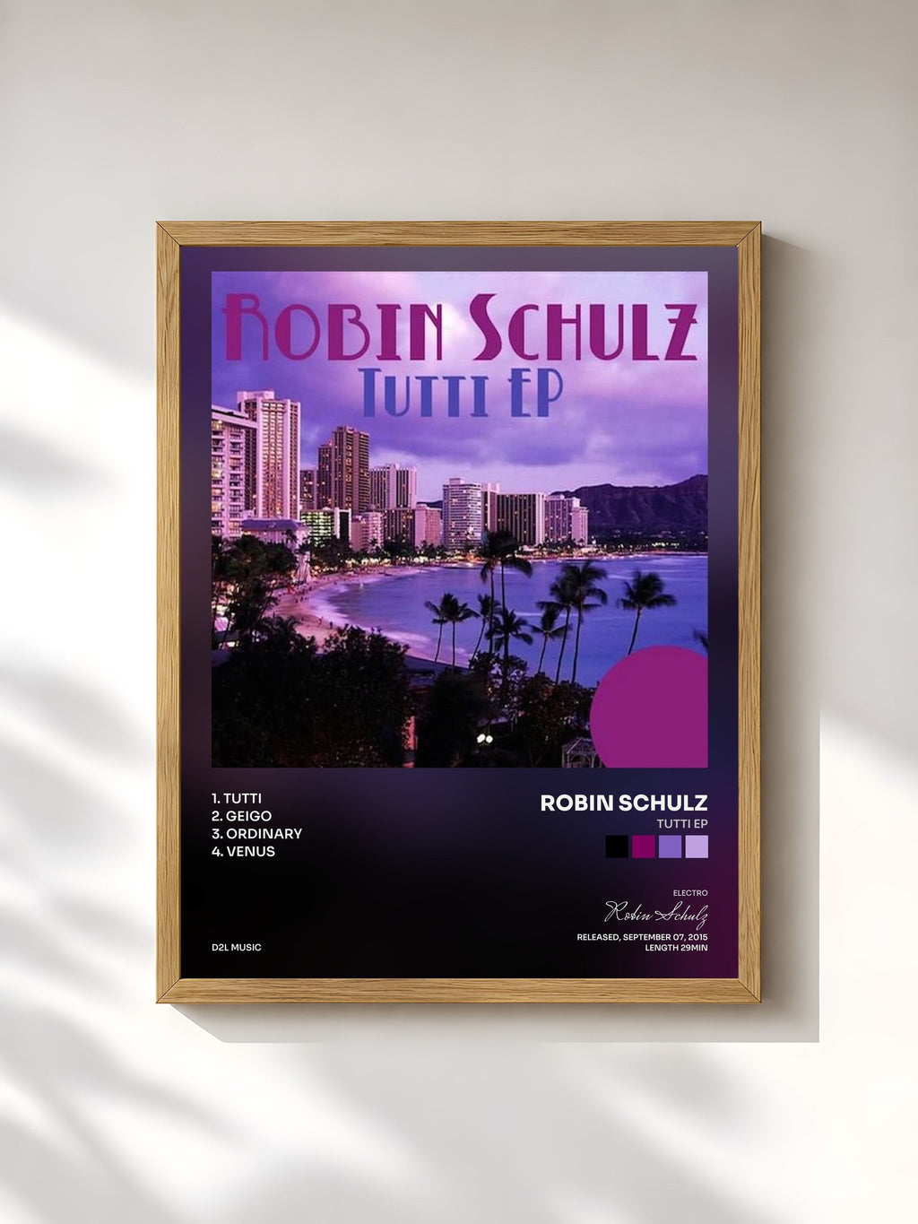 #bois Tableau de l'album Tutti EP de Robin Schulz, cadre en bois brut, imprimé et encadré en France