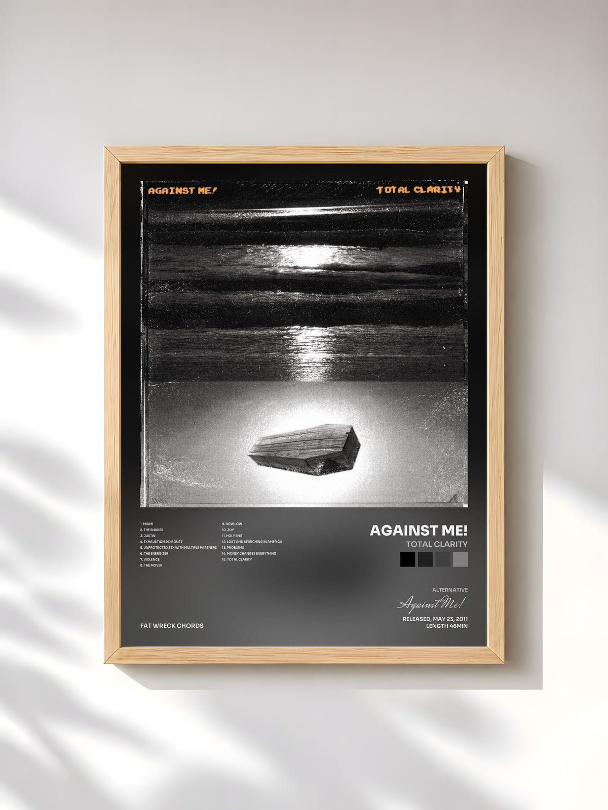 #bois Tableau de l'album Total Clarity de Against Me!, cadre en bois brut, imprimé et encadré en France